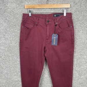 Roark Jeans Mens 31x32 Maroon Denim Hwy 128 5 Pocket Straight Fit‎ NEW